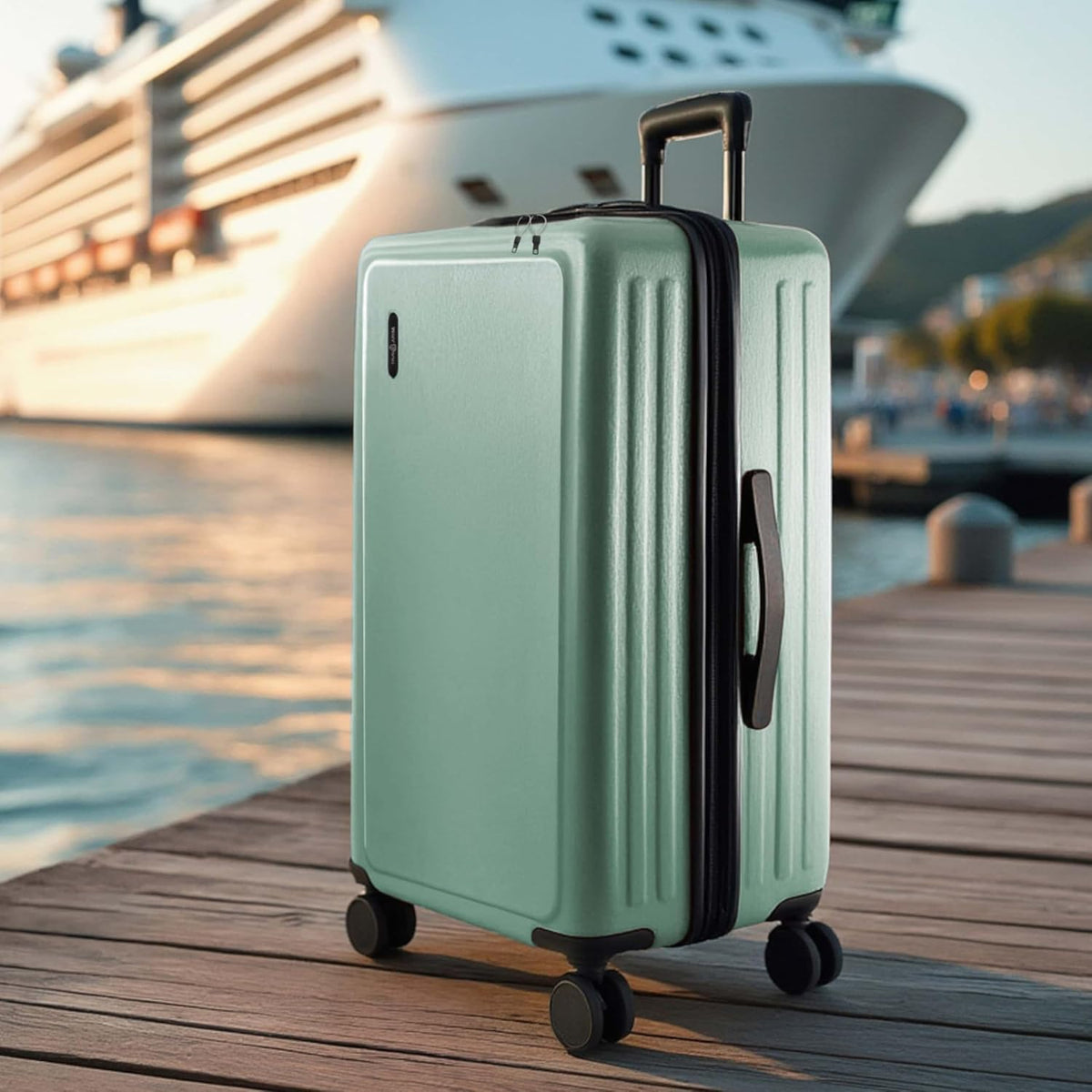 20 Inch Carry On Luggage 22x14x9 Airline Approved, Carry On Suitcase with Wheels, Hard-shell Carry-on Luggage, Durable Luggage Carry-On, Green Small Suitcase with Cosmetic Case