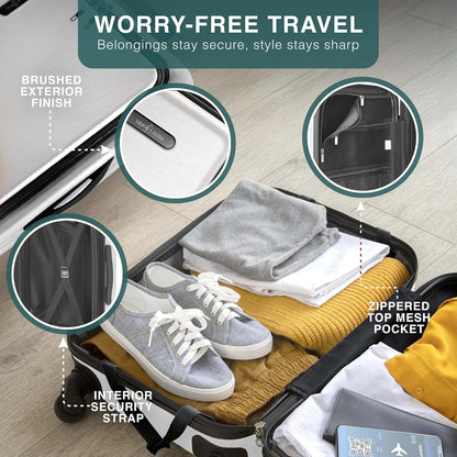 20 Inch Carry On Luggage 22x14x9 Airline Approved, Carry On Suitcase with Wheels, Hard-shell Carry-on Luggage, Durable Luggage Carry-On, Green Small Suitcase with Cosmetic Case