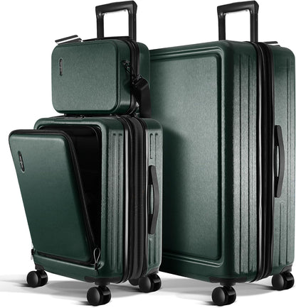 20 Inch Carry On Luggage 22x14x9 Airline Approved, Carry On Suitcase with Wheels, Hard-shell Carry-on Luggage, Durable Luggage Carry-On, Green Small Suitcase with Cosmetic Case