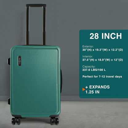 20 Inch Carry On Luggage 22x14x9 Airline Approved, Carry On Suitcase with Wheels, Hard-shell Carry-on Luggage, Durable Luggage Carry-On, Green Small Suitcase with Cosmetic Case
