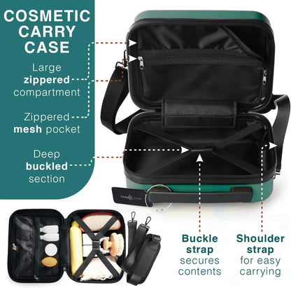 20 Inch Carry On Luggage 22x14x9 Airline Approved, Carry On Suitcase with Wheels, Hard-shell Carry-on Luggage, Durable Luggage Carry-On, Green Small Suitcase with Cosmetic Case