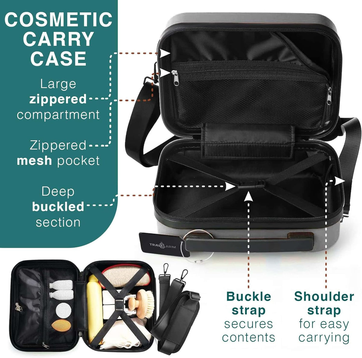 20 Inch Carry On Luggage 22x14x9 Airline Approved, Carry On Suitcase with Wheels, Hard-shell Carry-on Luggage, Durable Luggage Carry-On, Green Small Suitcase with Cosmetic Case