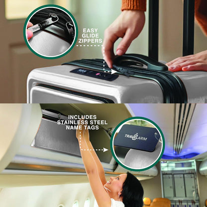 20 Inch Carry On Luggage 22x14x9 Airline Approved, Carry On Suitcase with Wheels, Hard-shell Carry-on Luggage, Durable Luggage Carry-On, Green Small Suitcase with Cosmetic Case