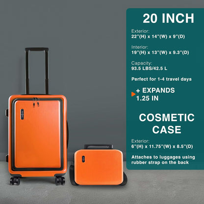 20 Inch Carry On Luggage 22x14x9 Airline Approved, Carry On Suitcase with Wheels, Hard-shell Carry-on Luggage, Durable Luggage Carry-On, Green Small Suitcase with Cosmetic Case