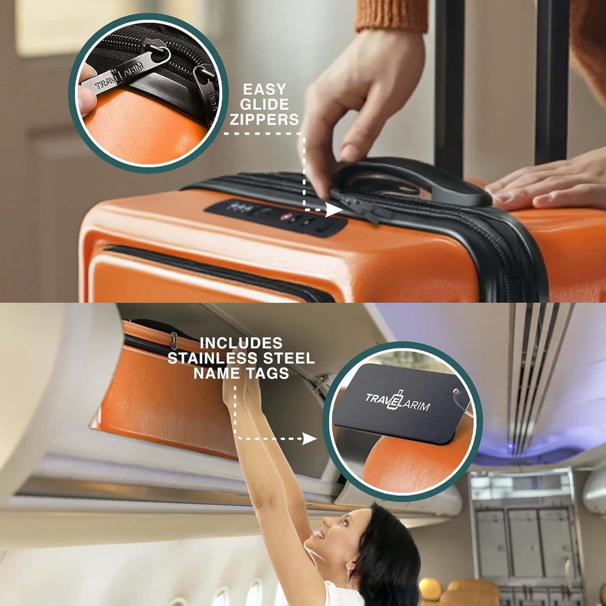 20 Inch Carry On Luggage 22x14x9 Airline Approved, Carry On Suitcase with Wheels, Hard-shell Carry-on Luggage, Durable Luggage Carry-On, Green Small Suitcase with Cosmetic Case