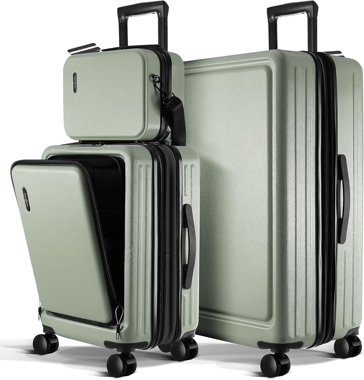 20 Inch Carry On Luggage 22x14x9 Airline Approved, Carry On Suitcase with Wheels, Hard-shell Carry-on Luggage, Durable Luggage Carry-On, Green Small Suitcase with Cosmetic Case