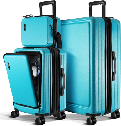20 Inch Carry On Luggage 22x14x9 Airline Approved, Carry On Suitcase with Wheels, Hard-shell Carry-on Luggage, Durable Luggage Carry-On, Green Small Suitcase with Cosmetic Case