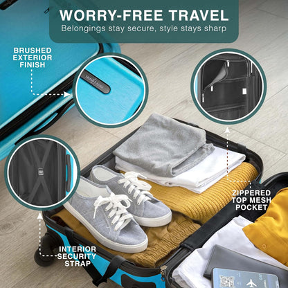 20 Inch Carry On Luggage 22x14x9 Airline Approved, Carry On Suitcase with Wheels, Hard-shell Carry-on Luggage, Durable Luggage Carry-On, Green Small Suitcase with Cosmetic Case