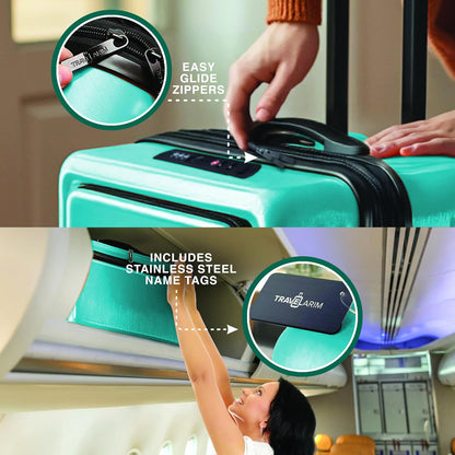 20 Inch Carry On Luggage 22x14x9 Airline Approved, Carry On Suitcase with Wheels, Hard-shell Carry-on Luggage, Durable Luggage Carry-On, Green Small Suitcase with Cosmetic Case