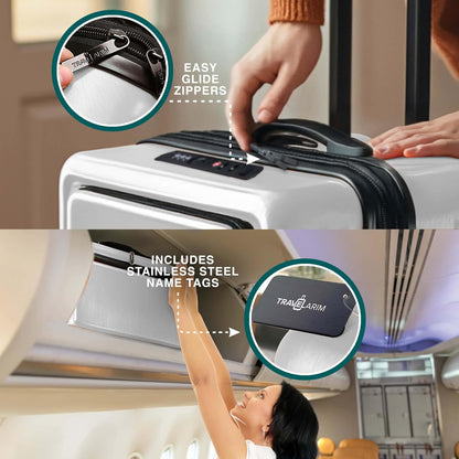 20 Inch Carry On Luggage 22x14x9 Airline Approved, Carry On Suitcase with Wheels, Hard-shell Carry-on Luggage, Durable Luggage Carry-On, Green Small Suitcase with Cosmetic Case