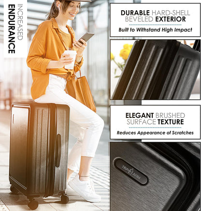 20 Inch Carry On Luggage 22x14x9 Airline Approved, Carry On Suitcase with Wheels, Hard-shell Carry-on Luggage, Durable Luggage Carry-On, Green Small Suitcase with Cosmetic Case