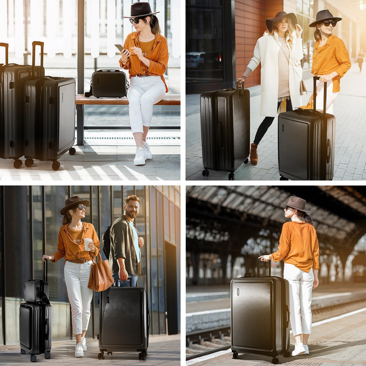 20 Inch Carry On Luggage 22x14x9 Airline Approved, Carry On Suitcase with Wheels, Hard-shell Carry-on Luggage, Durable Luggage Carry-On, Green Small Suitcase with Cosmetic Case