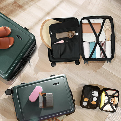 20 Inch Carry On Luggage 22x14x9 Airline Approved, Carry On Suitcase with Wheels, Hard-shell Carry-on Luggage, Durable Luggage Carry-On, Green Small Suitcase with Cosmetic Case