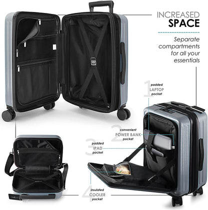 20 Inch Carry On Luggage 22x14x9 Airline Approved, Carry On Suitcase with Wheels, Hard-shell Carry-on Luggage, Durable Luggage Carry-On, Green Small Suitcase with Cosmetic Case