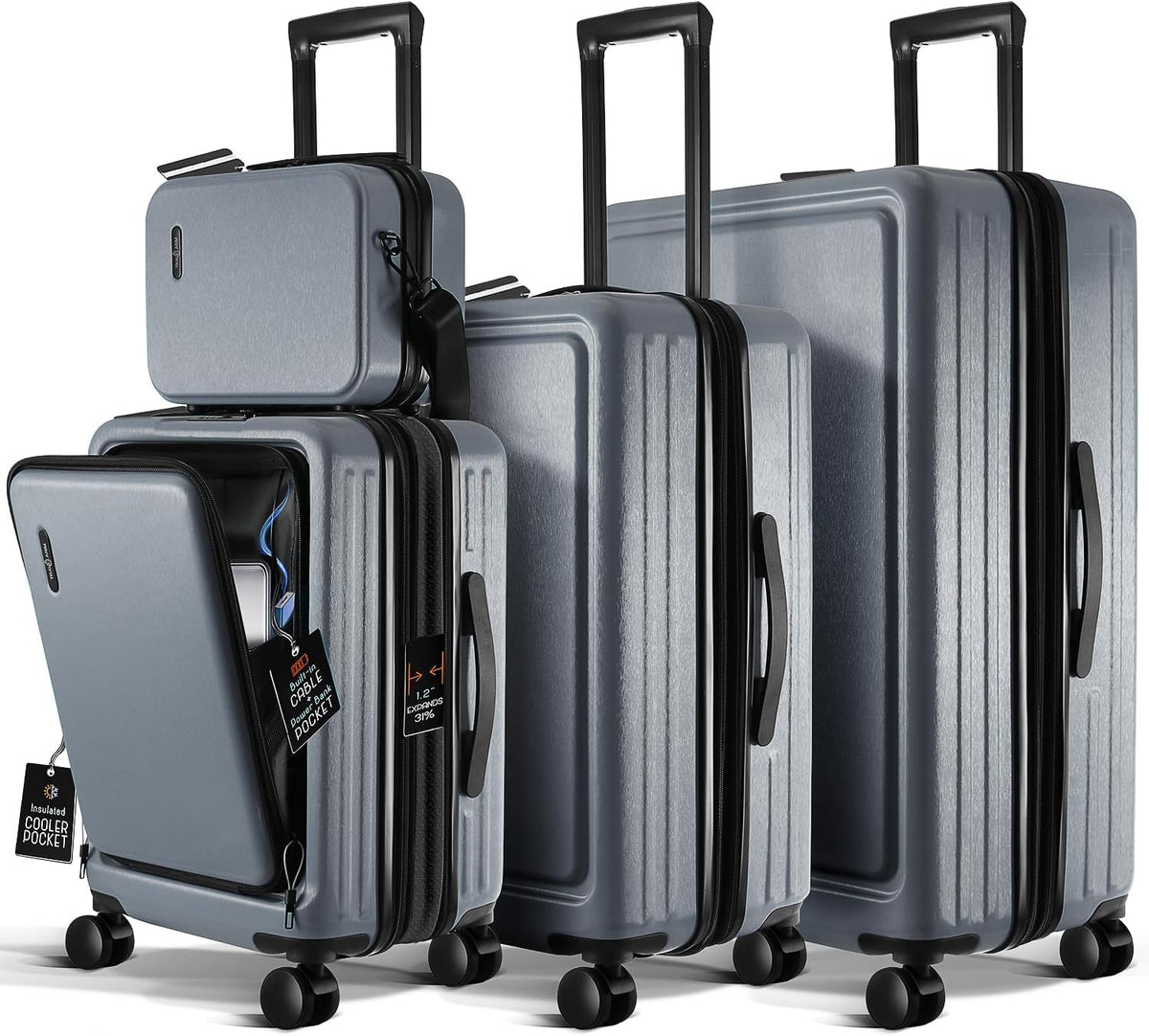 20 Inch Carry On Luggage 22x14x9 Airline Approved, Carry On Suitcase with Wheels, Hard-shell Carry-on Luggage, Durable Luggage Carry-On, Green Small Suitcase with Cosmetic Case