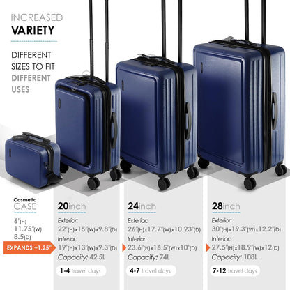 20 Inch Carry On Luggage 22x14x9 Airline Approved, Carry On Suitcase with Wheels, Hard-shell Carry-on Luggage, Durable Luggage Carry-On, Green Small Suitcase with Cosmetic Case