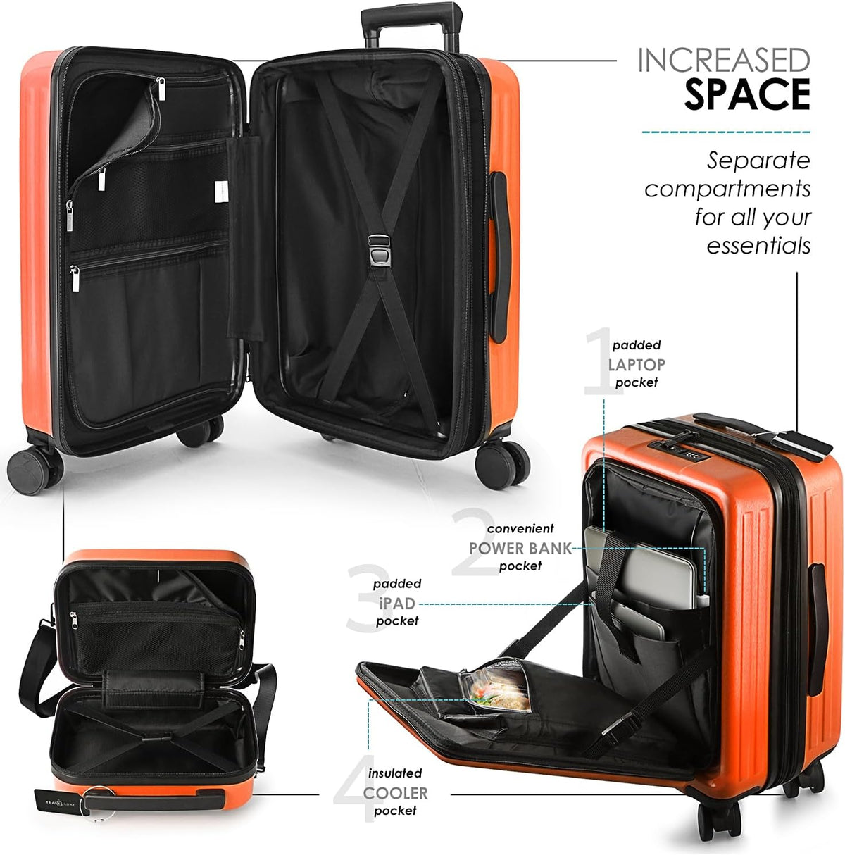 20 Inch Carry On Luggage 22x14x9 Airline Approved, Carry On Suitcase with Wheels, Hard-shell Carry-on Luggage, Durable Luggage Carry-On, Green Small Suitcase with Cosmetic Case