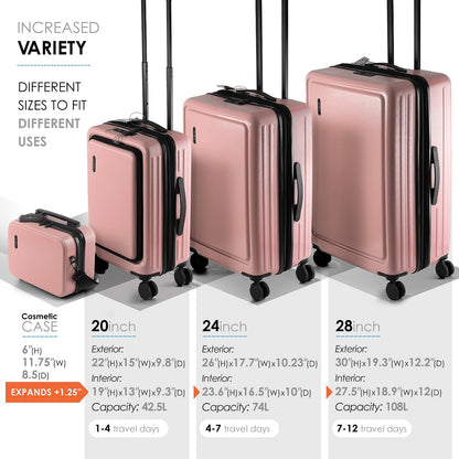 20 Inch Carry On Luggage 22x14x9 Airline Approved, Carry On Suitcase with Wheels, Hard-shell Carry-on Luggage, Durable Luggage Carry-On, Green Small Suitcase with Cosmetic Case