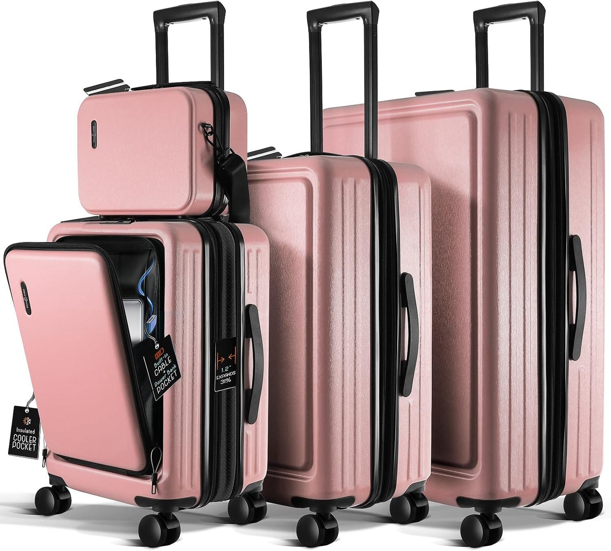 20 Inch Carry On Luggage 22x14x9 Airline Approved, Carry On Suitcase with Wheels, Hard-shell Carry-on Luggage, Durable Luggage Carry-On, Green Small Suitcase with Cosmetic Case
