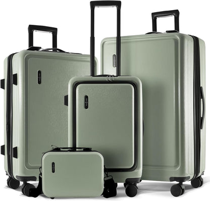 20 Inch Carry On Luggage 22x14x9 Airline Approved, Carry On Suitcase with Wheels, Hard-shell Carry-on Luggage, Durable Luggage Carry-On, Green Small Suitcase with Cosmetic Case