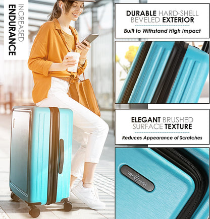 20 Inch Carry On Luggage 22x14x9 Airline Approved, Carry On Suitcase with Wheels, Hard-shell Carry-on Luggage, Durable Luggage Carry-On, Green Small Suitcase with Cosmetic Case