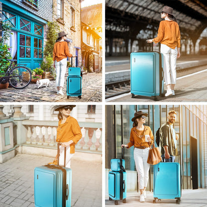 20 Inch Carry On Luggage 22x14x9 Airline Approved, Carry On Suitcase with Wheels, Hard-shell Carry-on Luggage, Durable Luggage Carry-On, Green Small Suitcase with Cosmetic Case