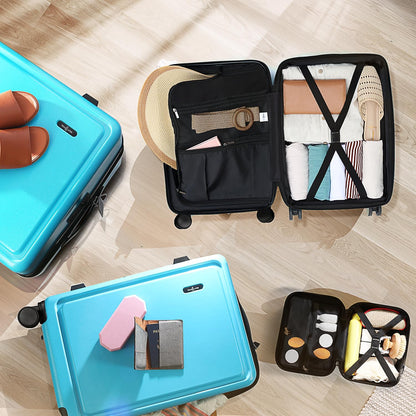 20 Inch Carry On Luggage 22x14x9 Airline Approved, Carry On Suitcase with Wheels, Hard-shell Carry-on Luggage, Durable Luggage Carry-On, Green Small Suitcase with Cosmetic Case