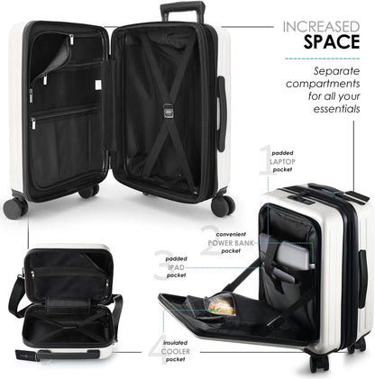 20 Inch Carry On Luggage 22x14x9 Airline Approved, Carry On Suitcase with Wheels, Hard-shell Carry-on Luggage, Durable Luggage Carry-On, Green Small Suitcase with Cosmetic Case