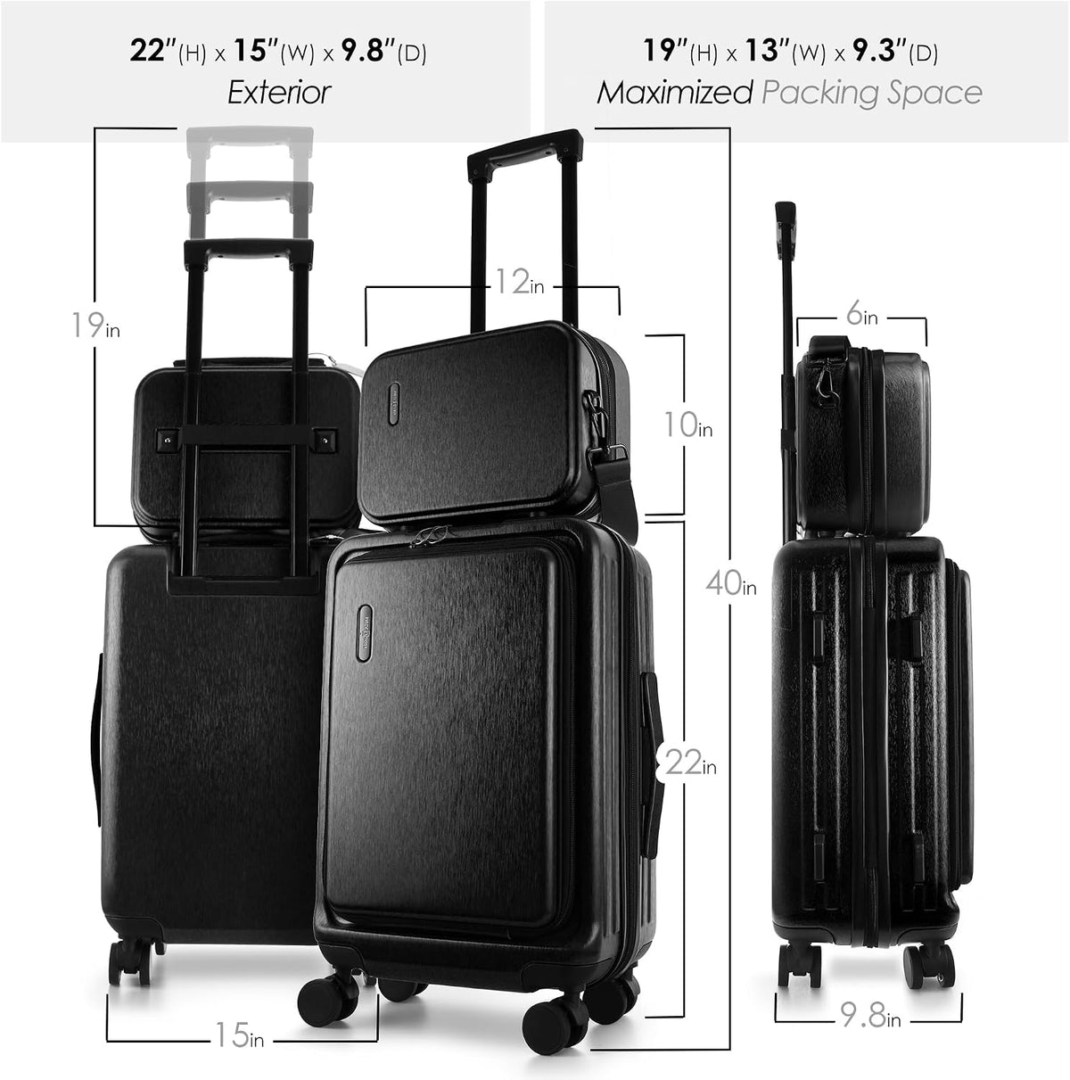 20 Inch Carry On Luggage 22x14x9 Airline Approved, Carry On Suitcase with Wheels, Hard-shell Carry-on Luggage, Durable Luggage Carry-On, Green Small Suitcase with Cosmetic Case