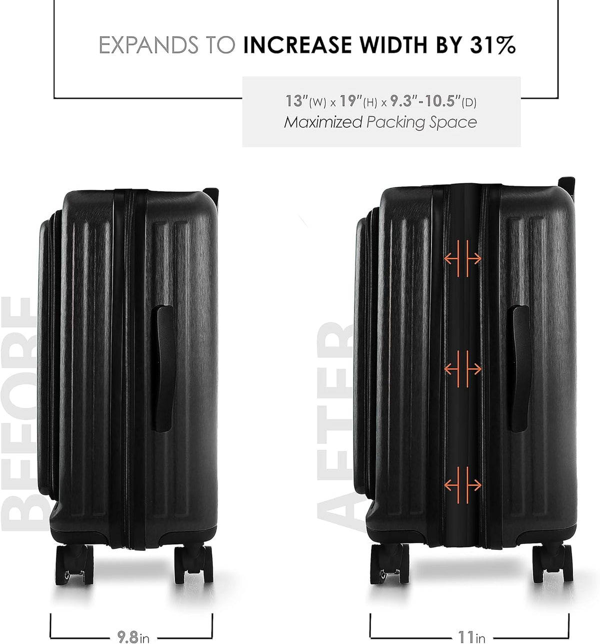 20 Inch Carry On Luggage 22x14x9 Airline Approved, Carry On Suitcase with Wheels, Hard-shell Carry-on Luggage, Durable Luggage Carry-On, Green Small Suitcase with Cosmetic Case