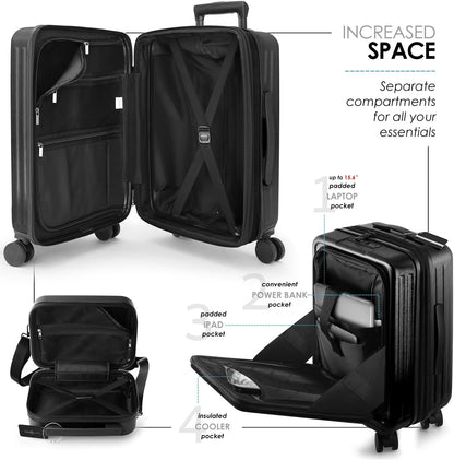 20 Inch Carry On Luggage 22x14x9 Airline Approved, Carry On Suitcase with Wheels, Hard-shell Carry-on Luggage, Durable Luggage Carry-On, Green Small Suitcase with Cosmetic Case