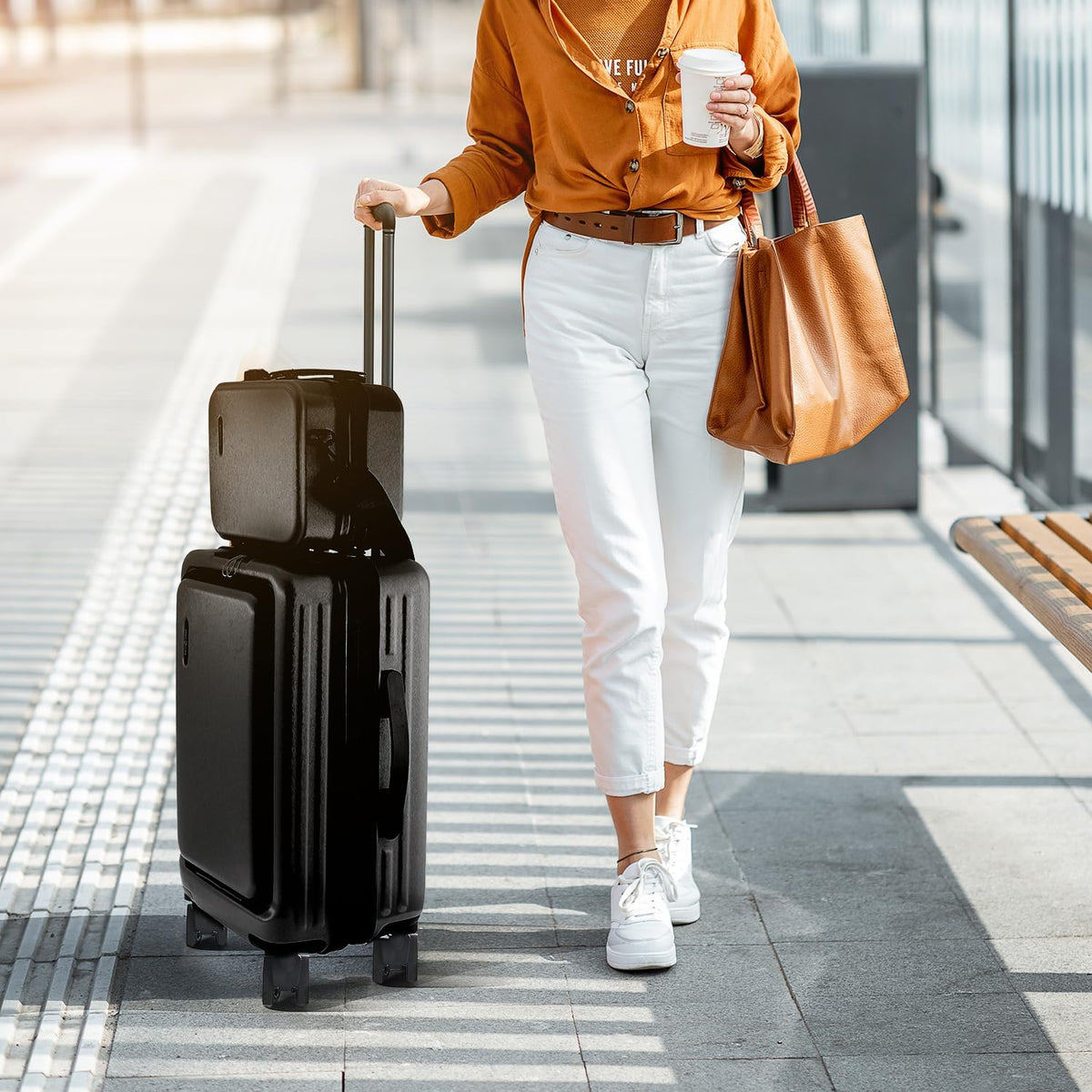 20 Inch Carry On Luggage 22x14x9 Airline Approved, Carry On Suitcase with Wheels, Hard-shell Carry-on Luggage, Durable Luggage Carry-On, Green Small Suitcase with Cosmetic Case