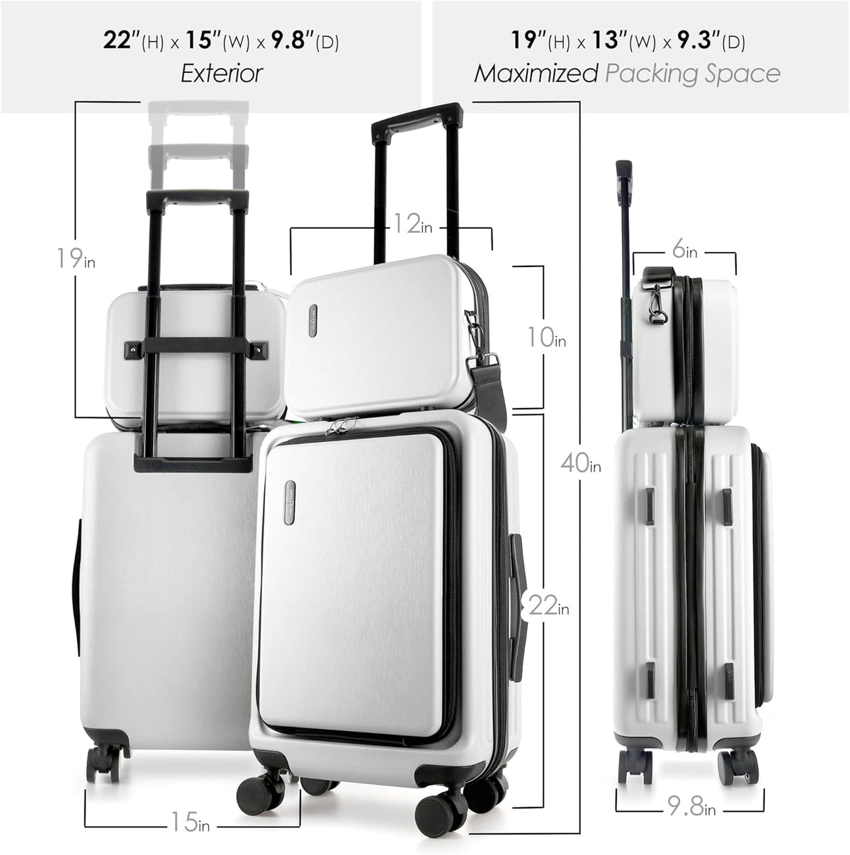 20 Inch Carry On Luggage 22x14x9 Airline Approved, Carry On Suitcase with Wheels, Hard-shell Carry-on Luggage, Durable Luggage Carry-On, Green Small Suitcase with Cosmetic Case