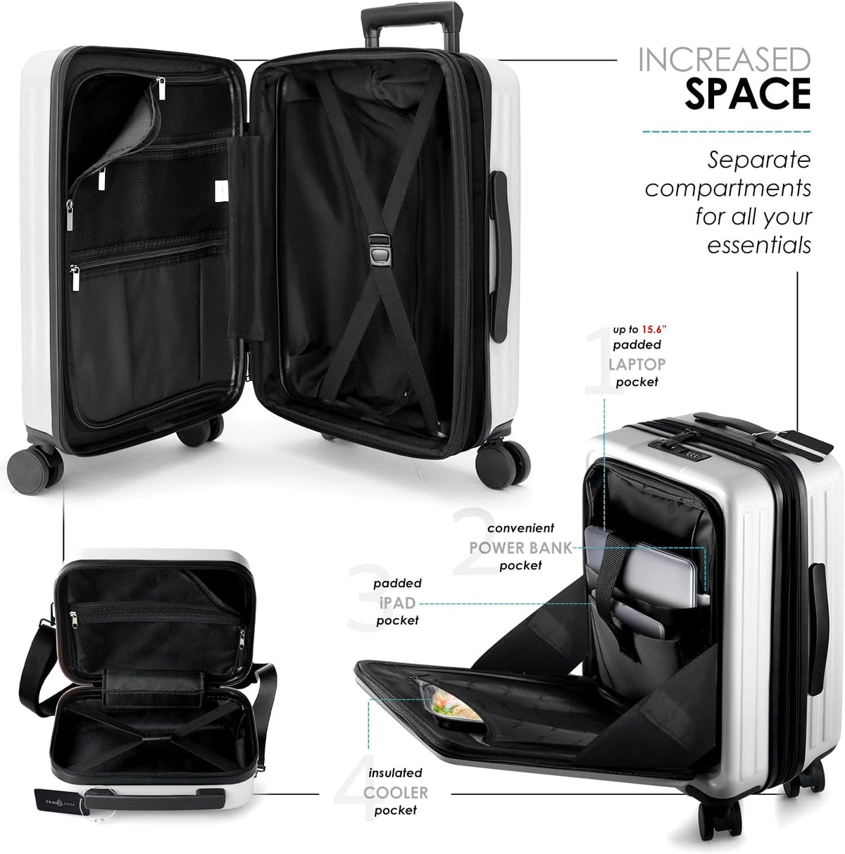 20 Inch Carry On Luggage 22x14x9 Airline Approved, Carry On Suitcase with Wheels, Hard-shell Carry-on Luggage, Durable Luggage Carry-On, Green Small Suitcase with Cosmetic Case