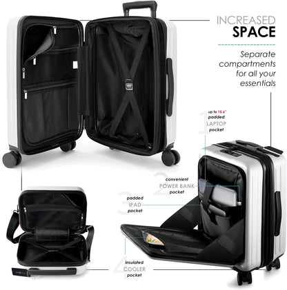 20 Inch Carry On Luggage 22x14x9 Airline Approved, Carry On Suitcase with Wheels, Hard-shell Carry-on Luggage, Durable Luggage Carry-On, Green Small Suitcase with Cosmetic Case
