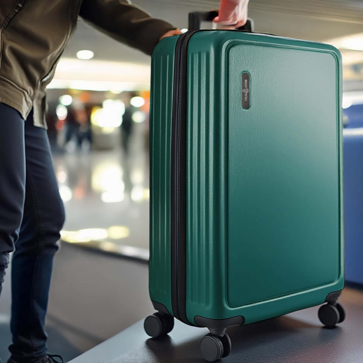20 Inch Carry On Luggage 22x14x9 Airline Approved, Carry On Suitcase with Wheels, Hard-shell Carry-on Luggage, Durable Luggage Carry-On, Green Small Suitcase with Cosmetic Case