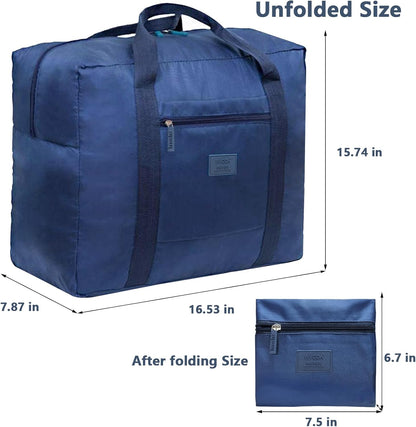 Travel Bag Foldable Luggage Bag for Spirit Airlines Tote Carry on Duffle Bag Sports Gym Water Resistant Personal Item Bag Weekender Overnight Bag (Blue)