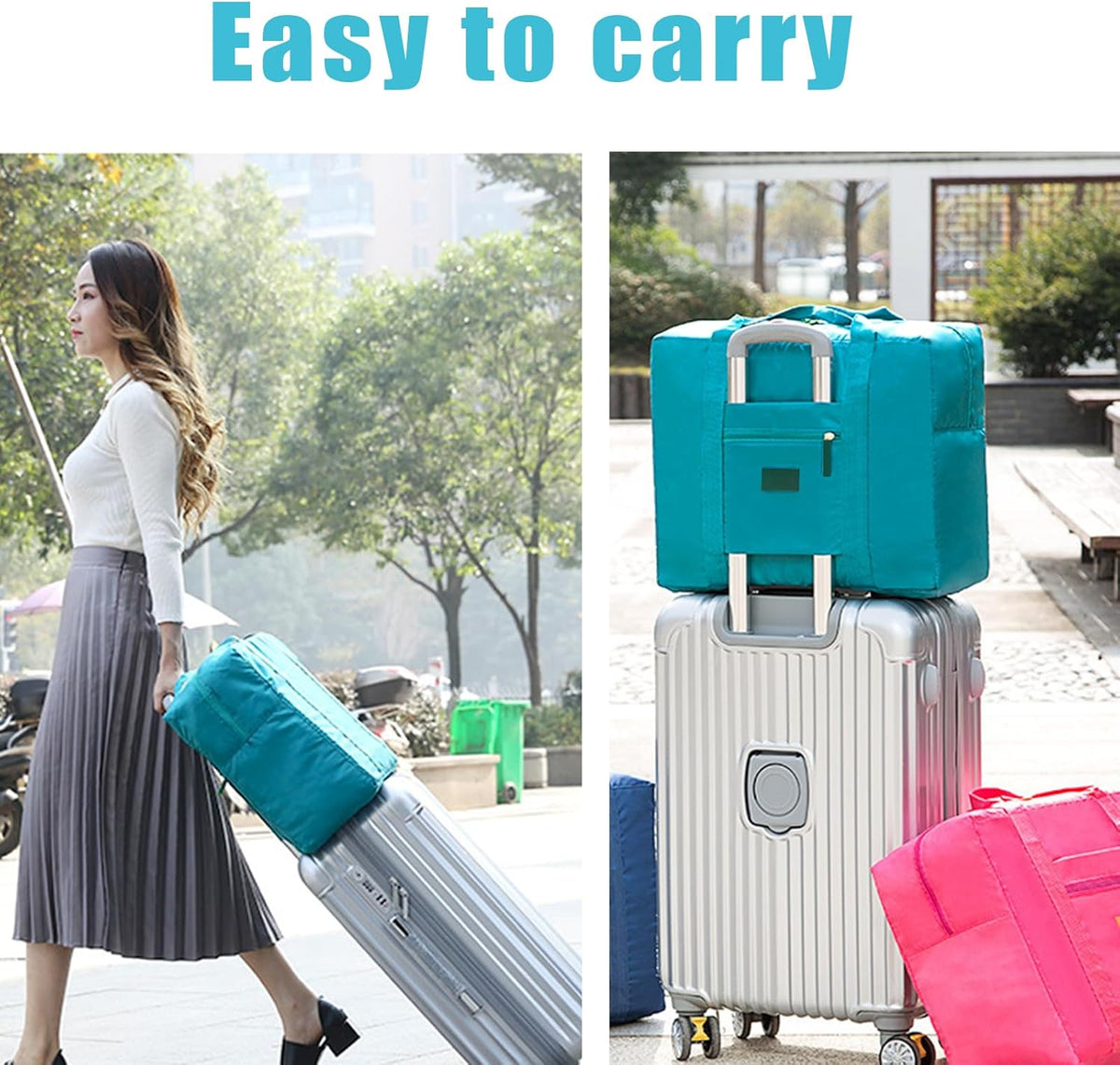 Travel Bag Foldable Luggage Bag for Spirit Airlines Tote Carry on Duffle Bag Sports Gym Water Resistant Personal Item Bag Weekender Overnight Bag (Blue)