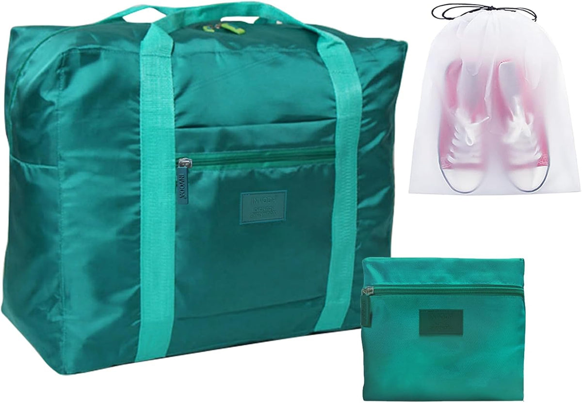 Travel Bag Foldable Luggage Bag for Spirit Airlines Tote Carry on Duffle Bag Sports Gym Water Resistant Personal Item Bag Weekender Overnight Bag (Blue)