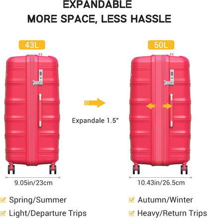 Expandable Carry On Luggage 22x14x9 Airline Approved, 20 Inch Travel Luggage with Spinner Wheels, Lightweight Hard Shell Suitcase Carry on Blue