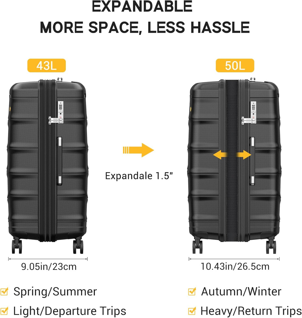 Expandable Carry On Luggage 22x14x9 Airline Approved, 20 Inch Travel Luggage with Spinner Wheels, Lightweight Hard Shell Suitcase Carry on Blue