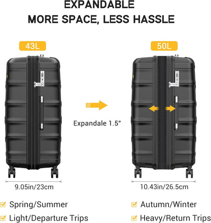 Expandable Carry On Luggage 22x14x9 Airline Approved, 20 Inch Travel Luggage with Spinner Wheels, Lightweight Hard Shell Suitcase Carry on Blue