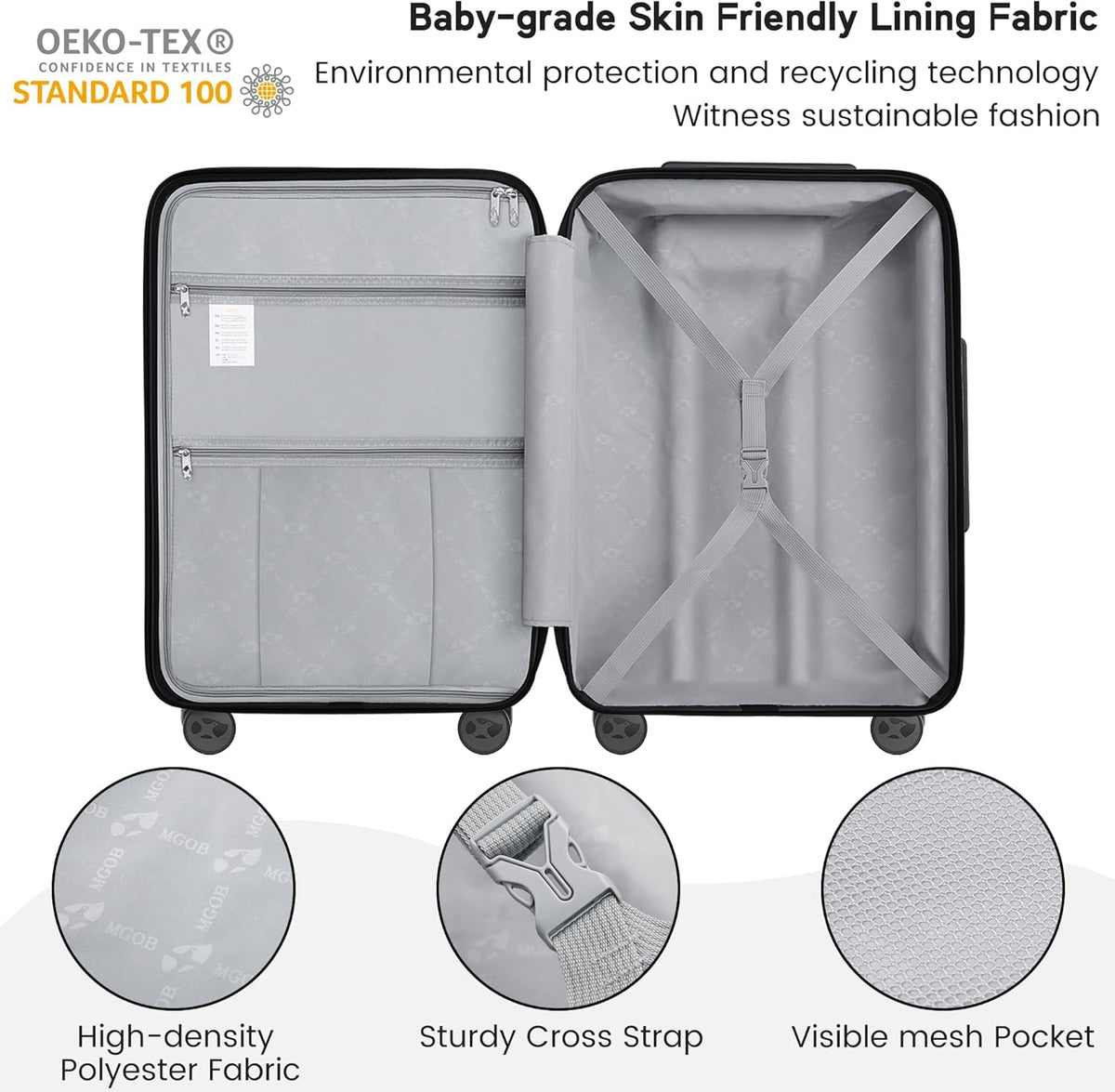 Expandable Carry On Luggage 22x14x9 Airline Approved, 20 Inch Travel Luggage with Spinner Wheels, Lightweight Hard Shell Suitcase Carry on Blue