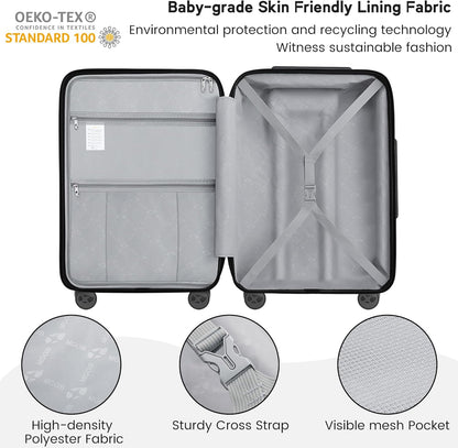Expandable Carry On Luggage 22x14x9 Airline Approved, 20 Inch Travel Luggage with Spinner Wheels, Lightweight Hard Shell Suitcase Carry on Blue