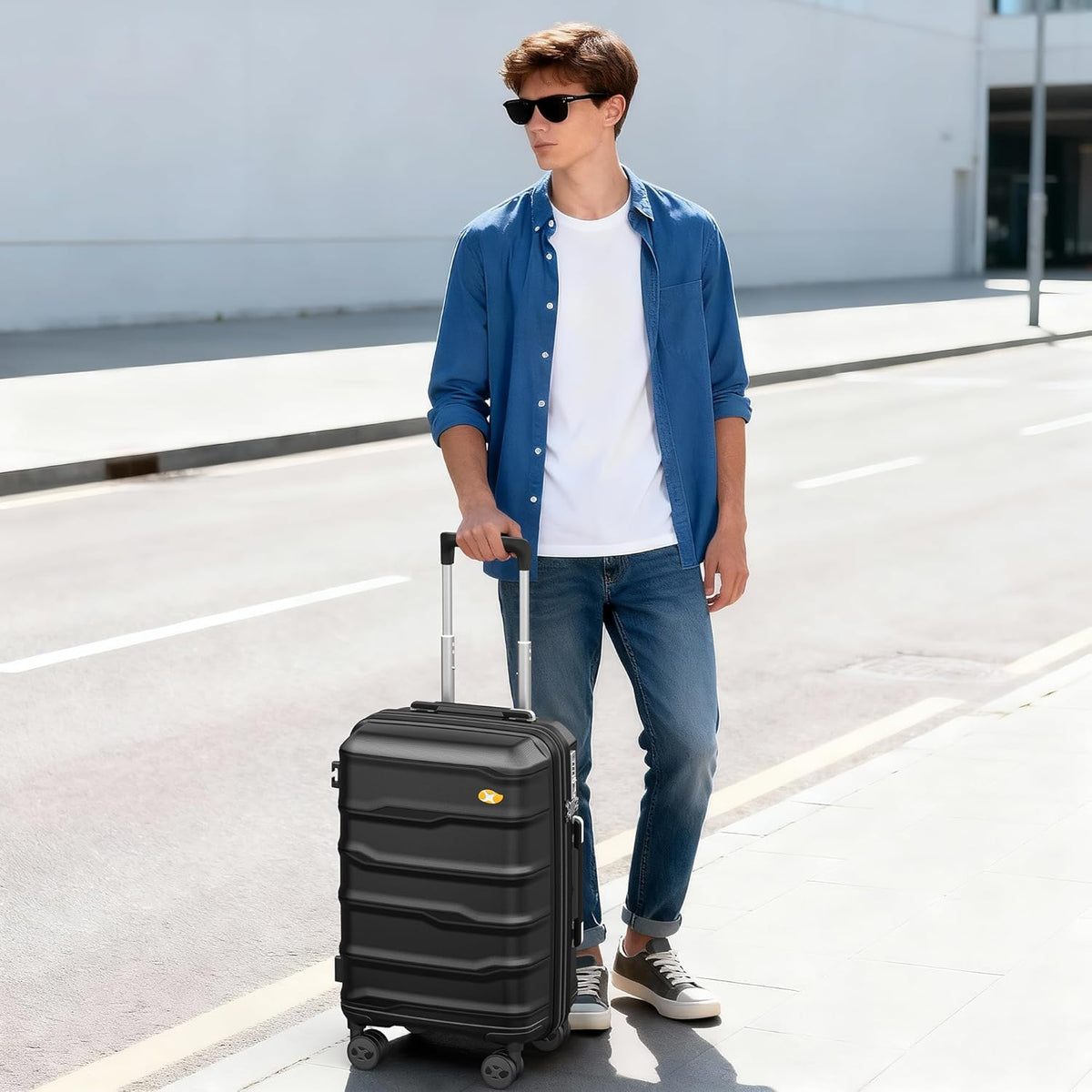 Expandable Carry On Luggage 22x14x9 Airline Approved, 20 Inch Travel Luggage with Spinner Wheels, Lightweight Hard Shell Suitcase Carry on Blue