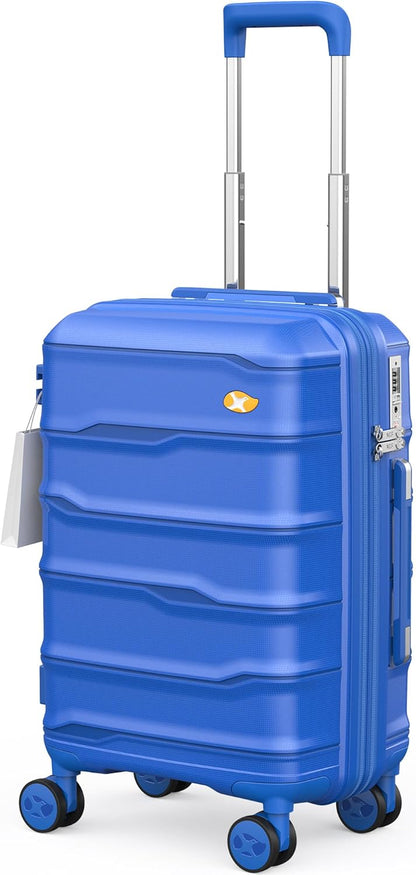 Expandable Carry On Luggage 22x14x9 Airline Approved, 20 Inch Travel Luggage with Spinner Wheels, Lightweight Hard Shell Suitcase Carry on Blue