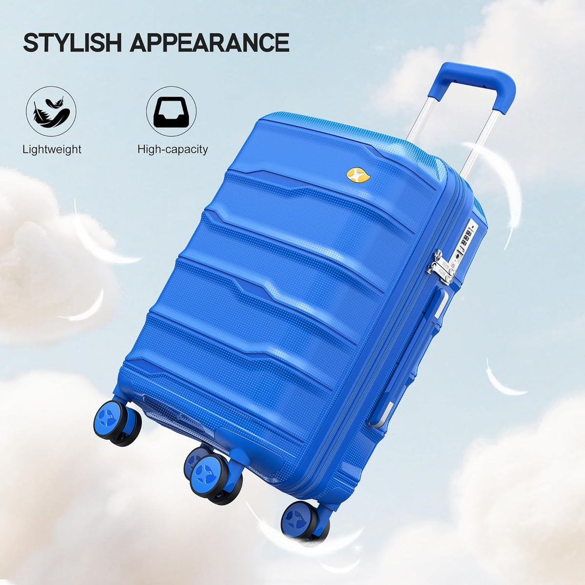 Expandable Carry On Luggage 22x14x9 Airline Approved, 20 Inch Travel Luggage with Spinner Wheels, Lightweight Hard Shell Suitcase Carry on Blue