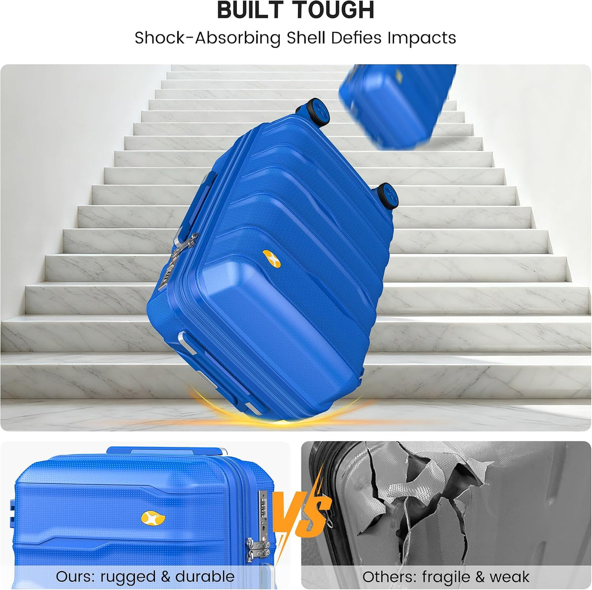 Expandable Carry On Luggage 22x14x9 Airline Approved, 20 Inch Travel Luggage with Spinner Wheels, Lightweight Hard Shell Suitcase Carry on Blue