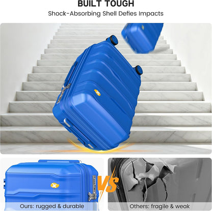 Expandable Carry On Luggage 22x14x9 Airline Approved, 20 Inch Travel Luggage with Spinner Wheels, Lightweight Hard Shell Suitcase Carry on Blue