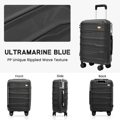 Expandable Carry On Luggage 22x14x9 Airline Approved, 20 Inch Travel Luggage with Spinner Wheels, Lightweight Hard Shell Suitcase Carry on Blue